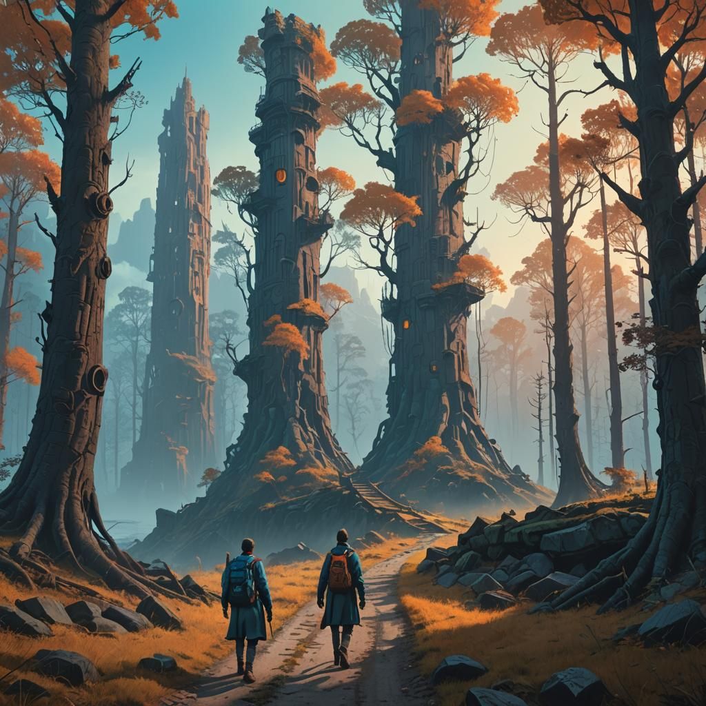 Mystical Traveler on Endless Path: Fantasy Landscape