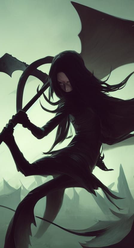 Cute Death wielding a scythe