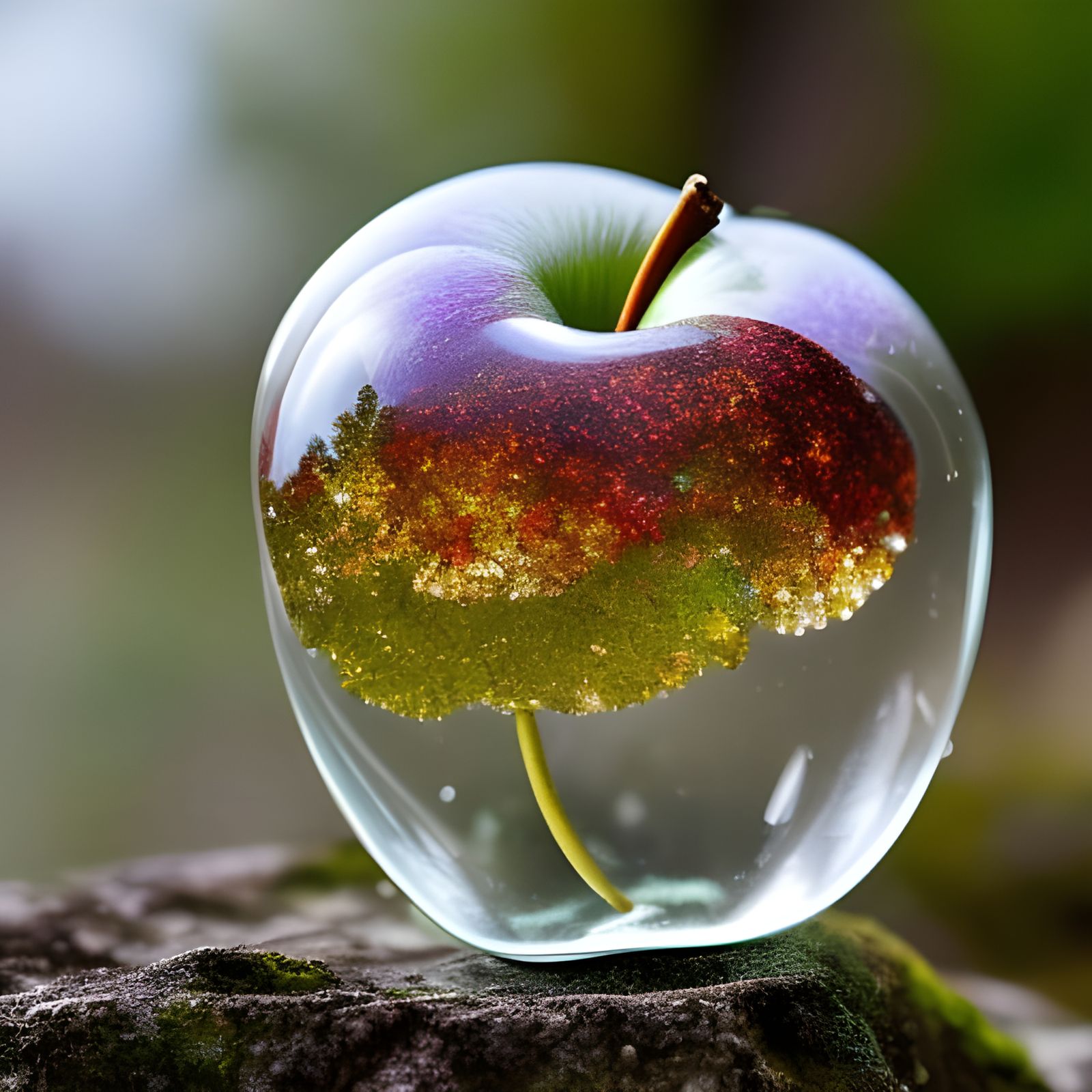 Transparent glass apple - AI Generated Artwork - NightCafe Creator