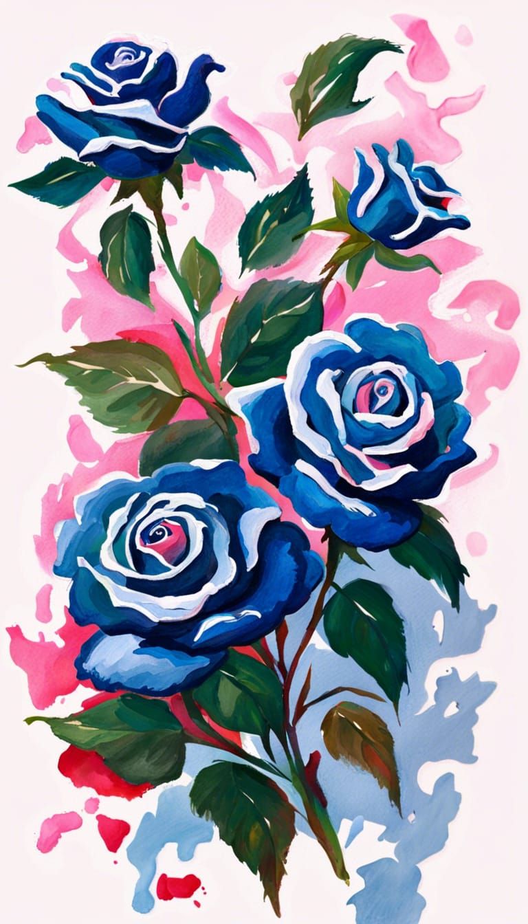 mlm flag made from roses in Gouache Style, Watercolor, Museu...