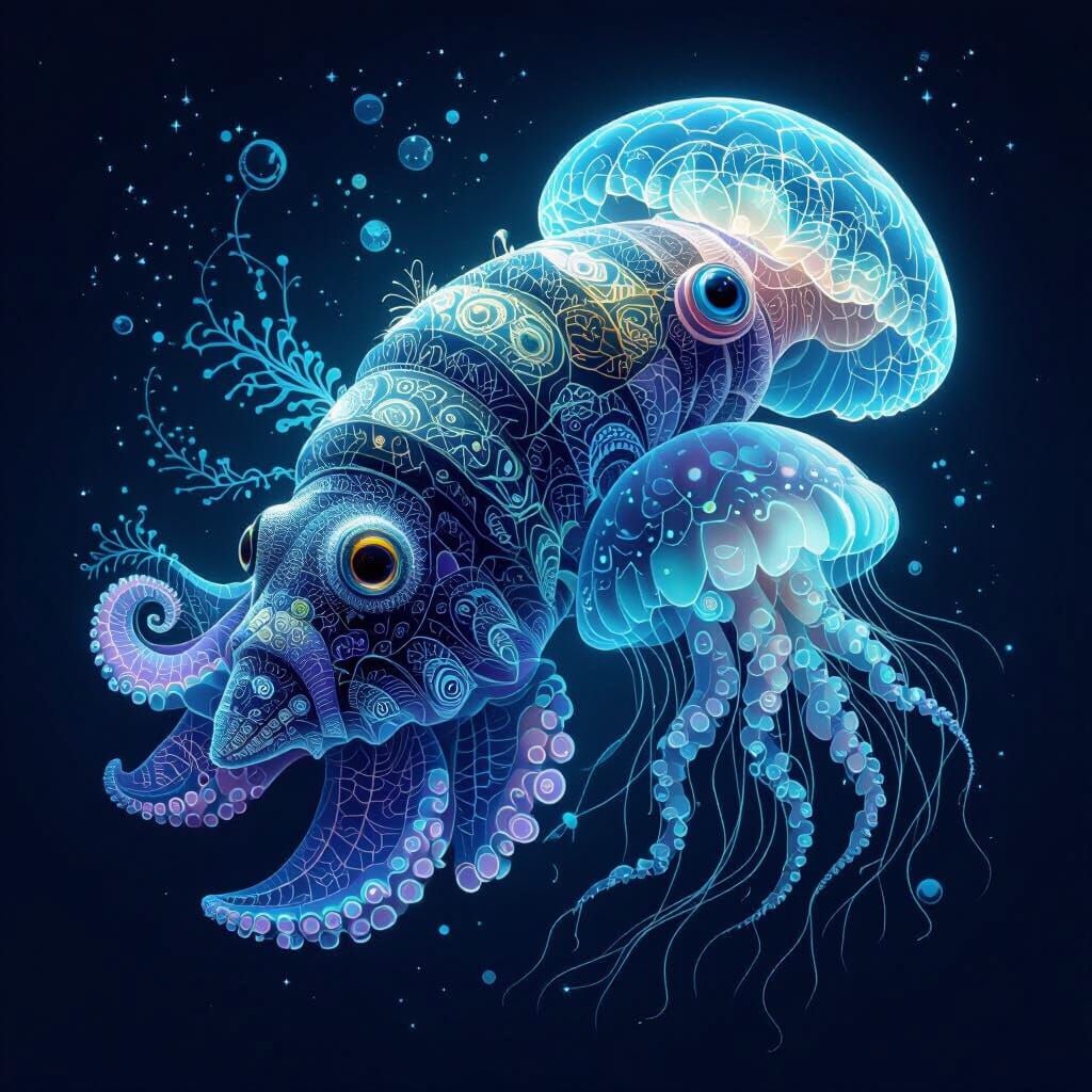 A half sea cucumber, half viper fish, half dumbo octopus and a quarter jellyfish