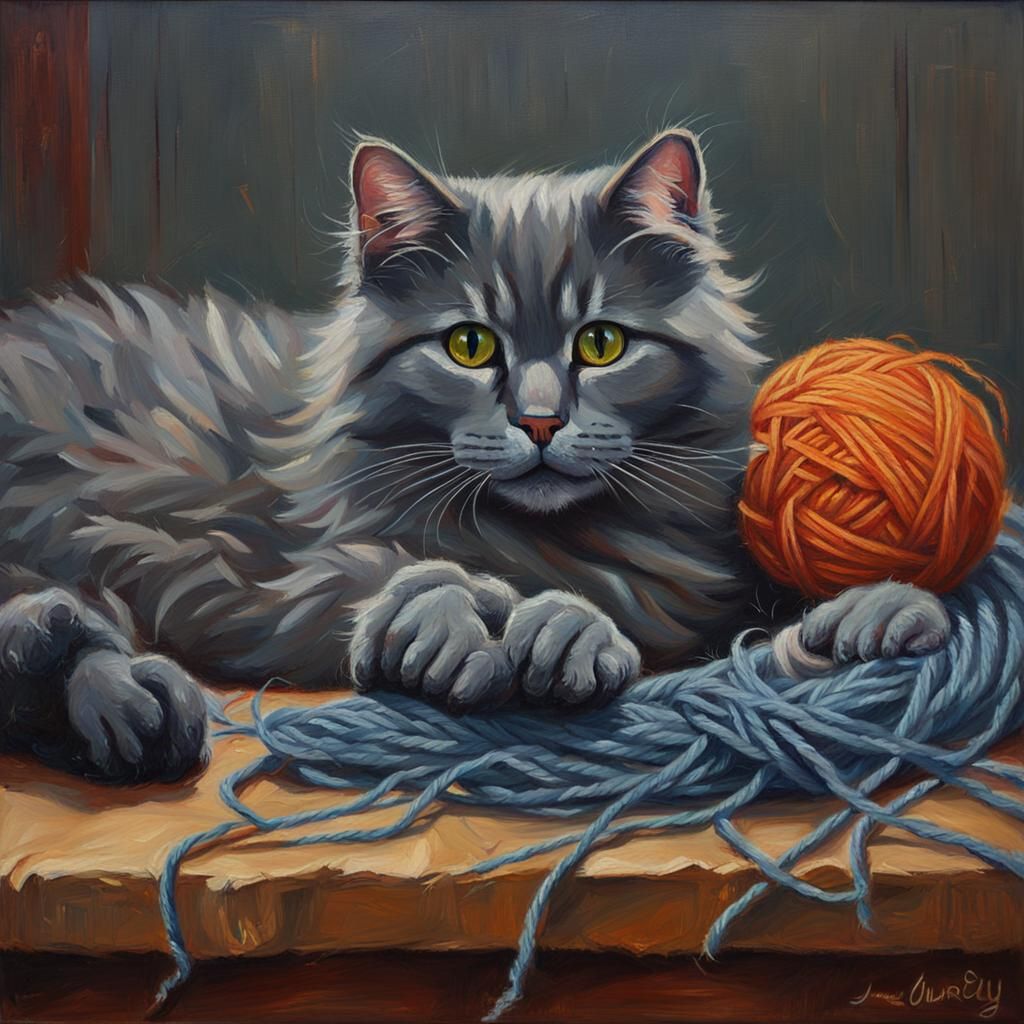 gray fluffy cat