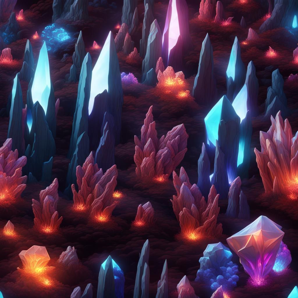 Glowing crystals - AI Generated Artwork - NightCafe Creator