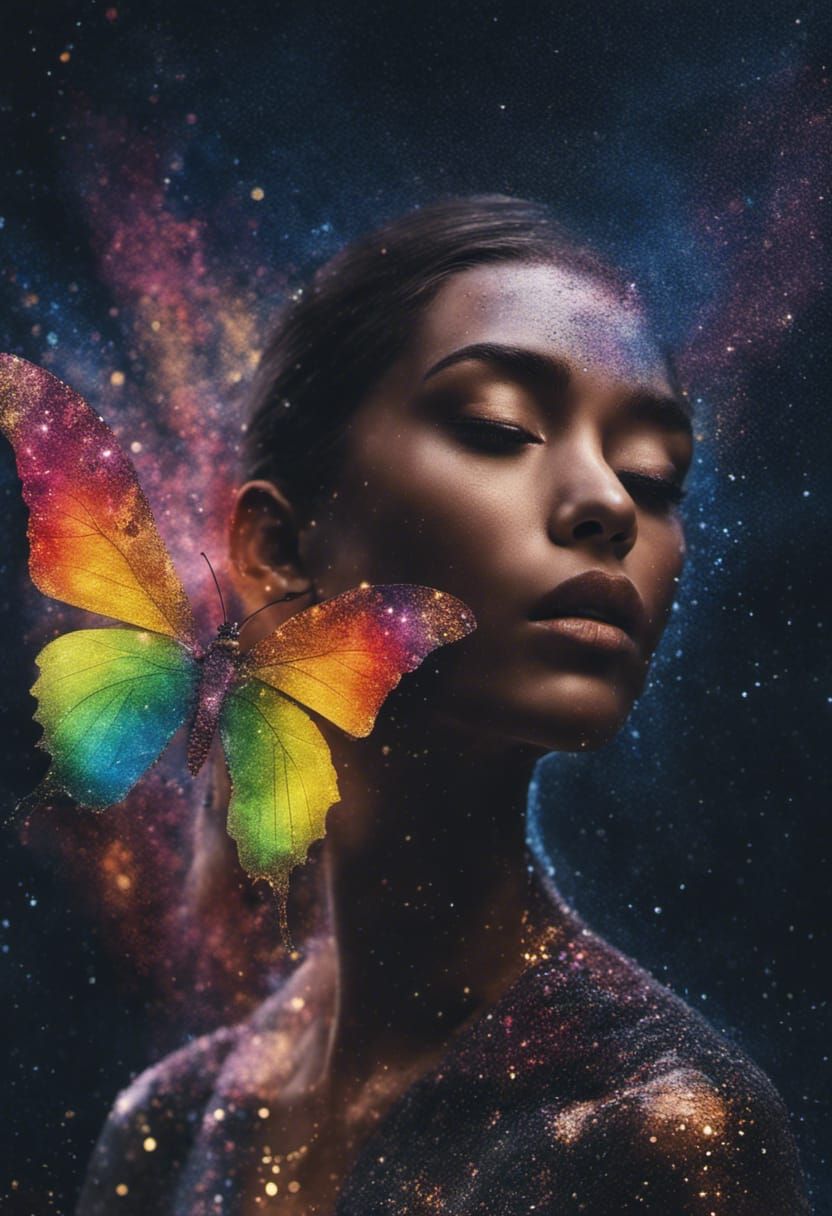 Woman with glitter butterfly