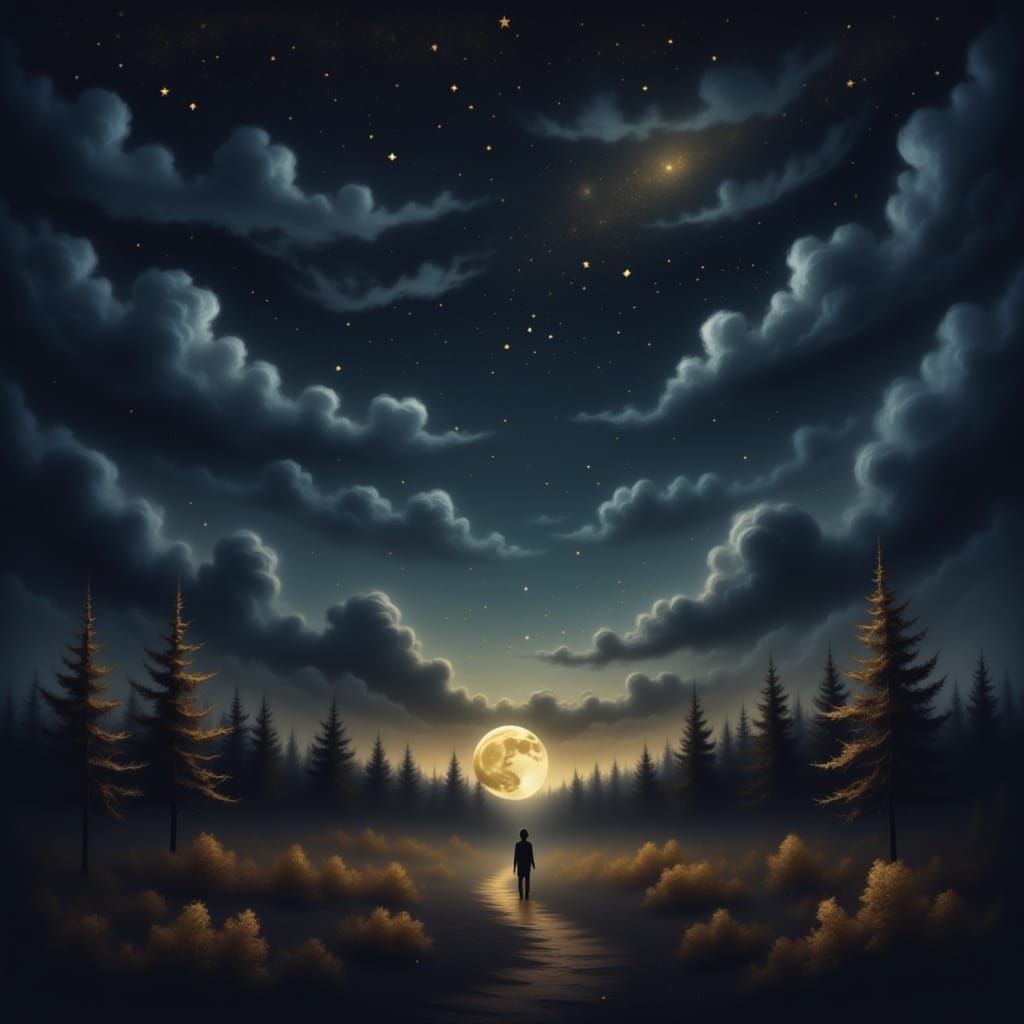 <lora:Ominous Skies:1.0> girl holding a jar of fireflies night sky