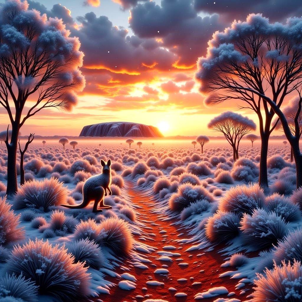 NEVER SEEN BEFORE!!!  snow and ice at Uluru Outback Aus!!  by @Shelle-Sherrie