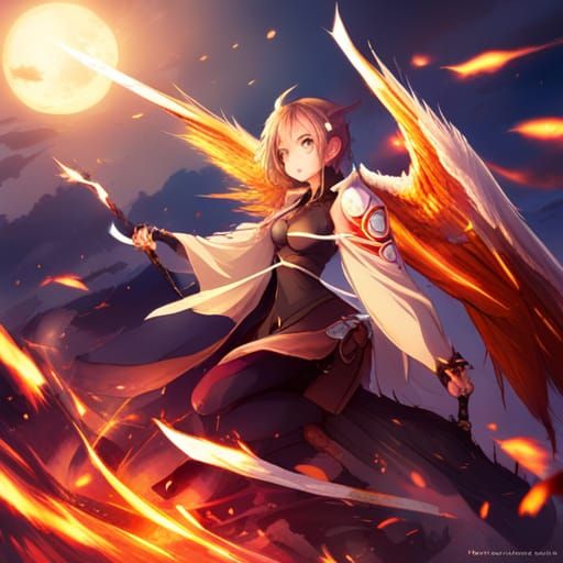 Anime style super powers, Hyperdetailed, waring worlds, stunning colors,  vibrant, fairy wings made of fire - AI Generated Artwork - NightCafe Creator