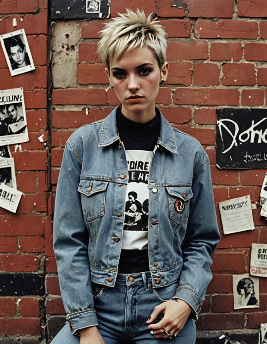 Skinhead girl with short crop hair on the cover shot