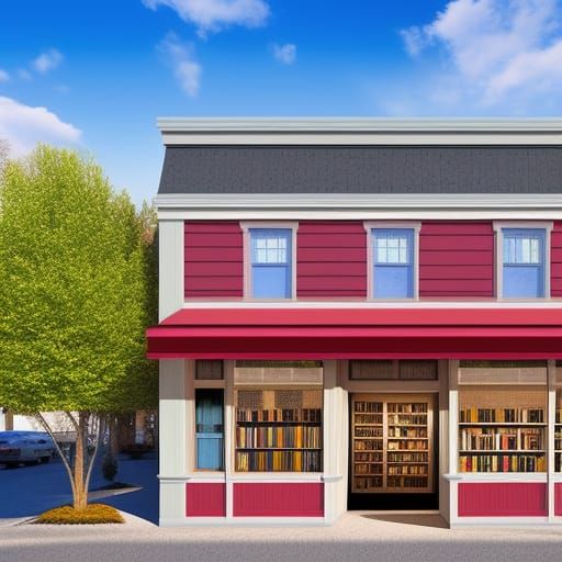 Ultrarealistic cute cozy exterior of vintage American book s...