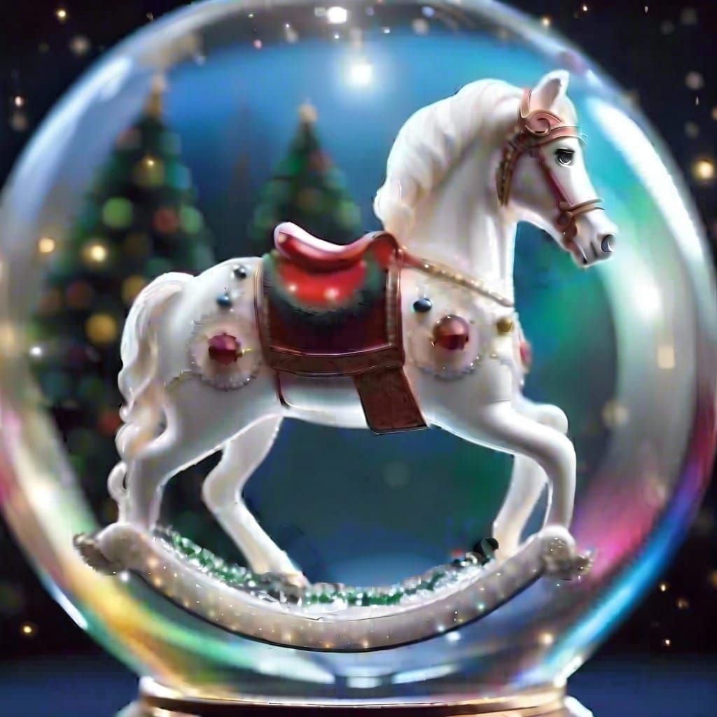 Snowglobe with Rocking Horse In it - AI Generated Artwork - NightCafe