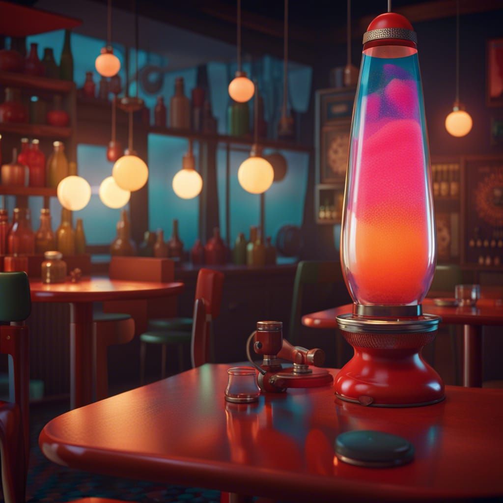 Vintage 60s lava lamp in retro cafe