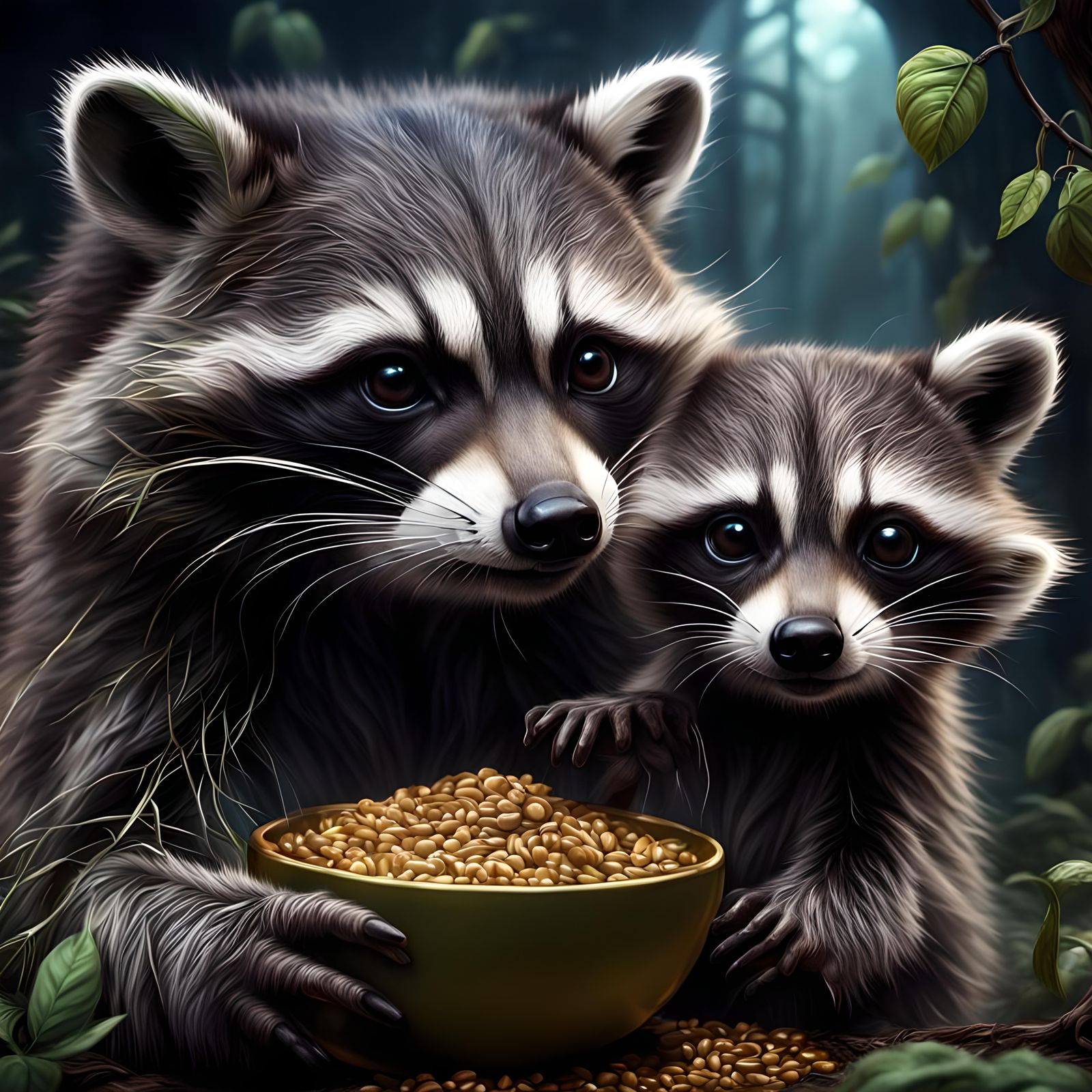 Detailed Digital Painting of a Baby Raccoon