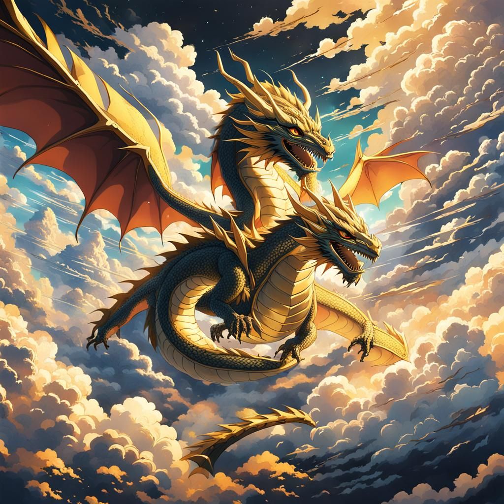 gold Dragon flying through clouds, Studio Ghibli, Anime Key Visual, by  Makoto Shinkai, Deep Color, Intricate, 8k resolution concept art, Nat... -  AI Generated Artwork - NightCafe Creator