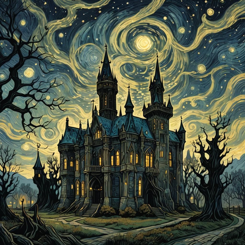 Generate an image of Van Gogh's "Starry Night" infused with ...