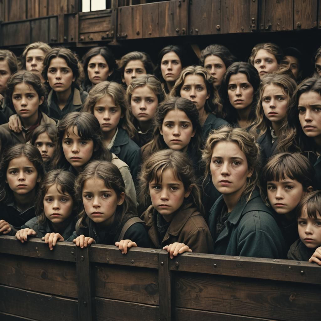 Women and children being put in boxcars