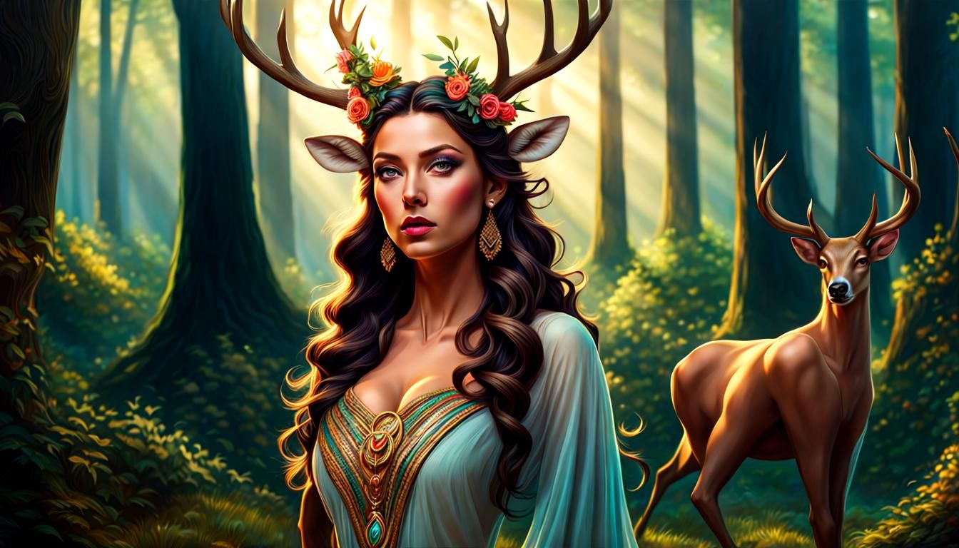 Deer Goddess - AI Generated Artwork - NightCafe Creator