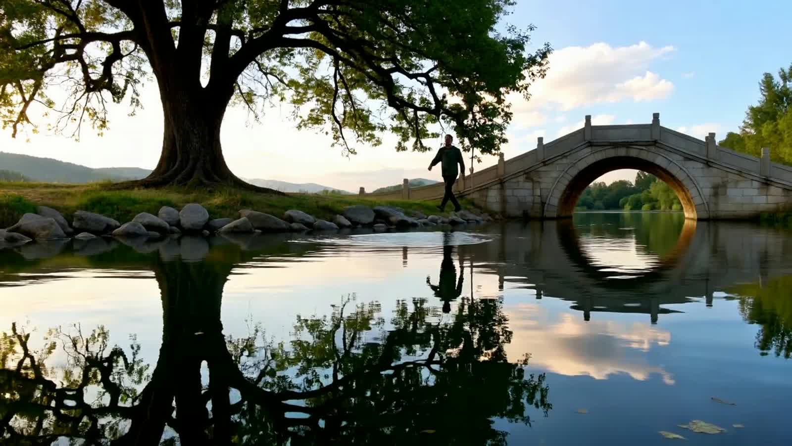 Happiness reflection in water