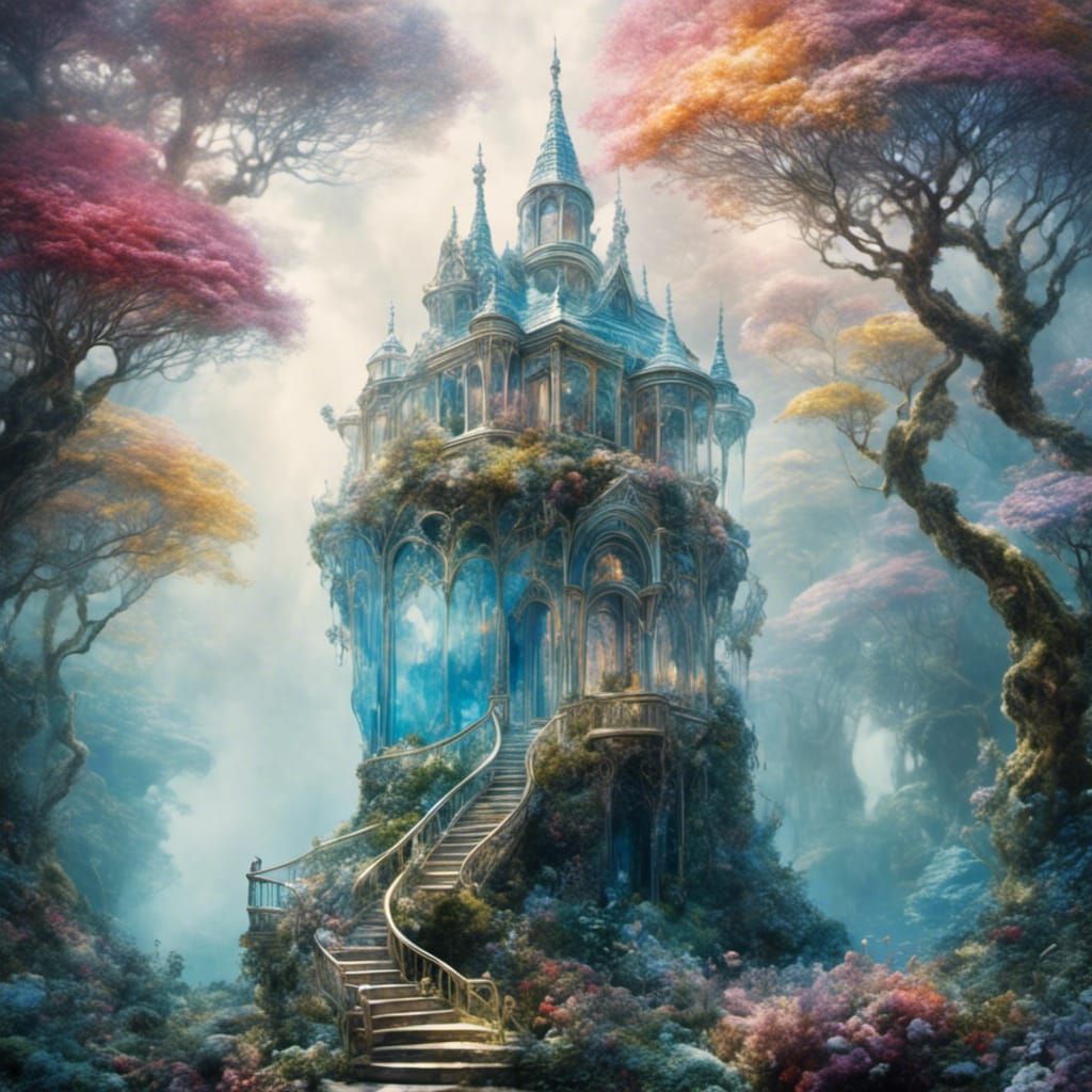 Crystal Castle defing gravity on top floating island tree::