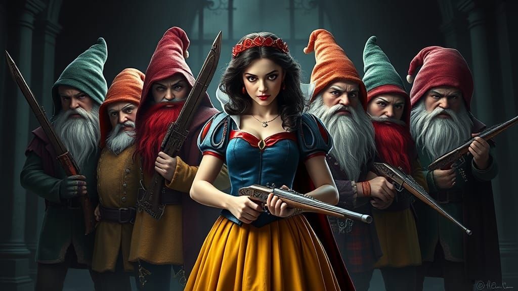Snow White and her mercenary bounty hunters  by @DaveyJ