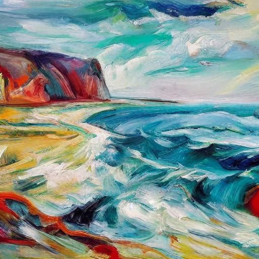 Meer mit Wellen abstraktes Acrylbild
