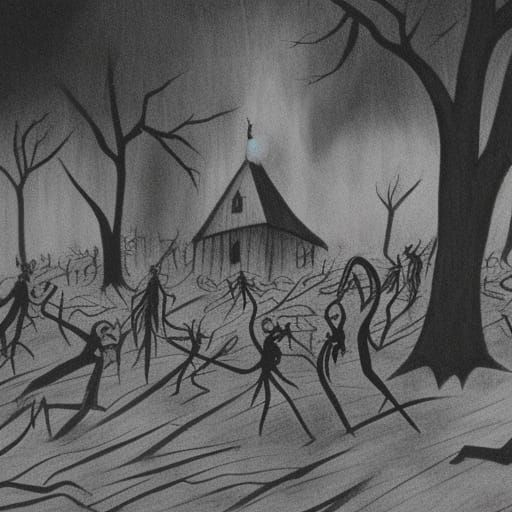 demons crawling out from the ground while the town is burnin...
