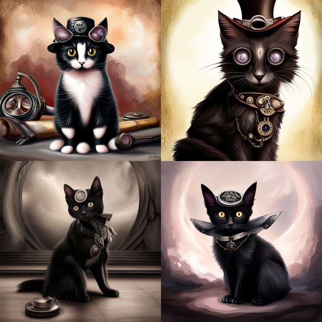 goth steam punk kitten