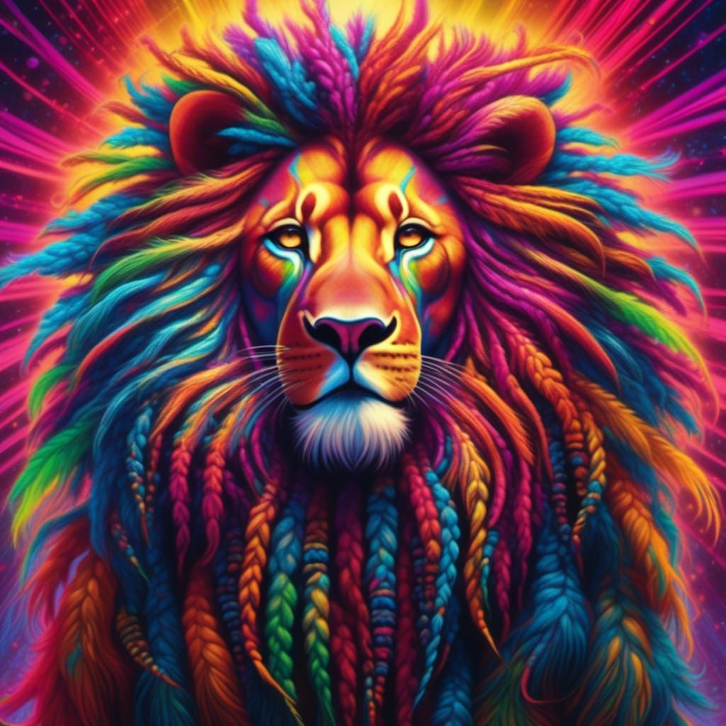 Rastafarian lion with dreads