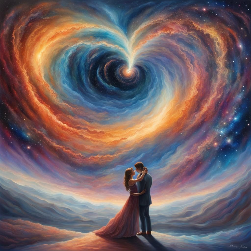 "Infinite Whispers of Love": A grandiose tableau depicting a...