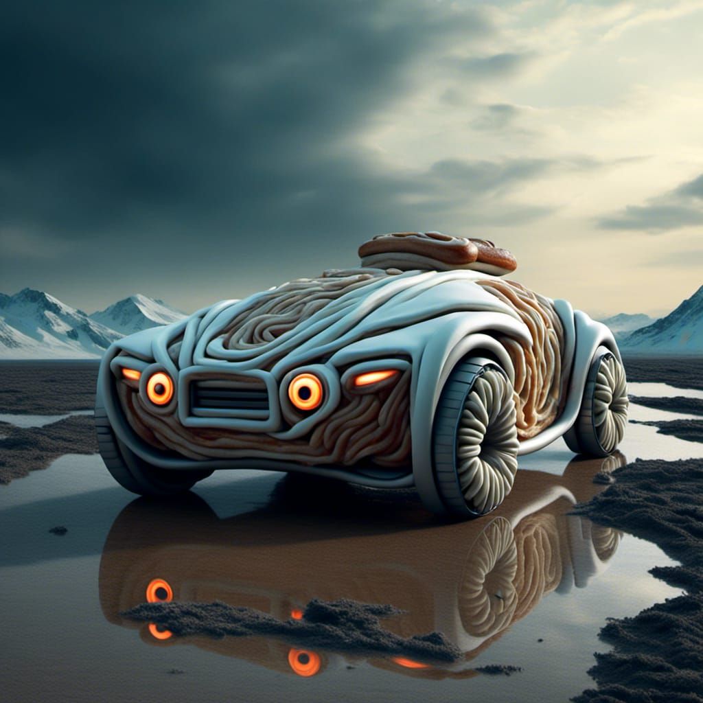 <lora:Evolve it Yummy:1.0> futuristic car made from pastry 