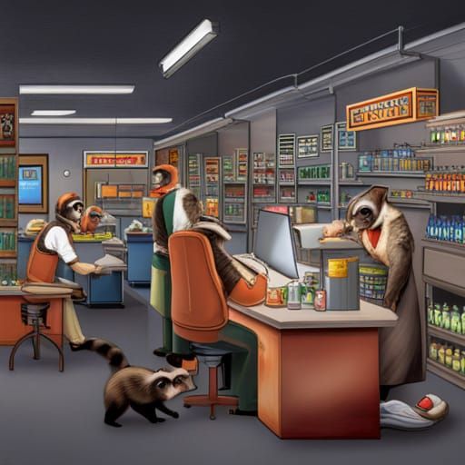 Racoon supermarket