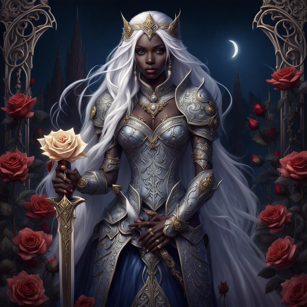 Gothic Drow Elf Princess with Enchanted Sword