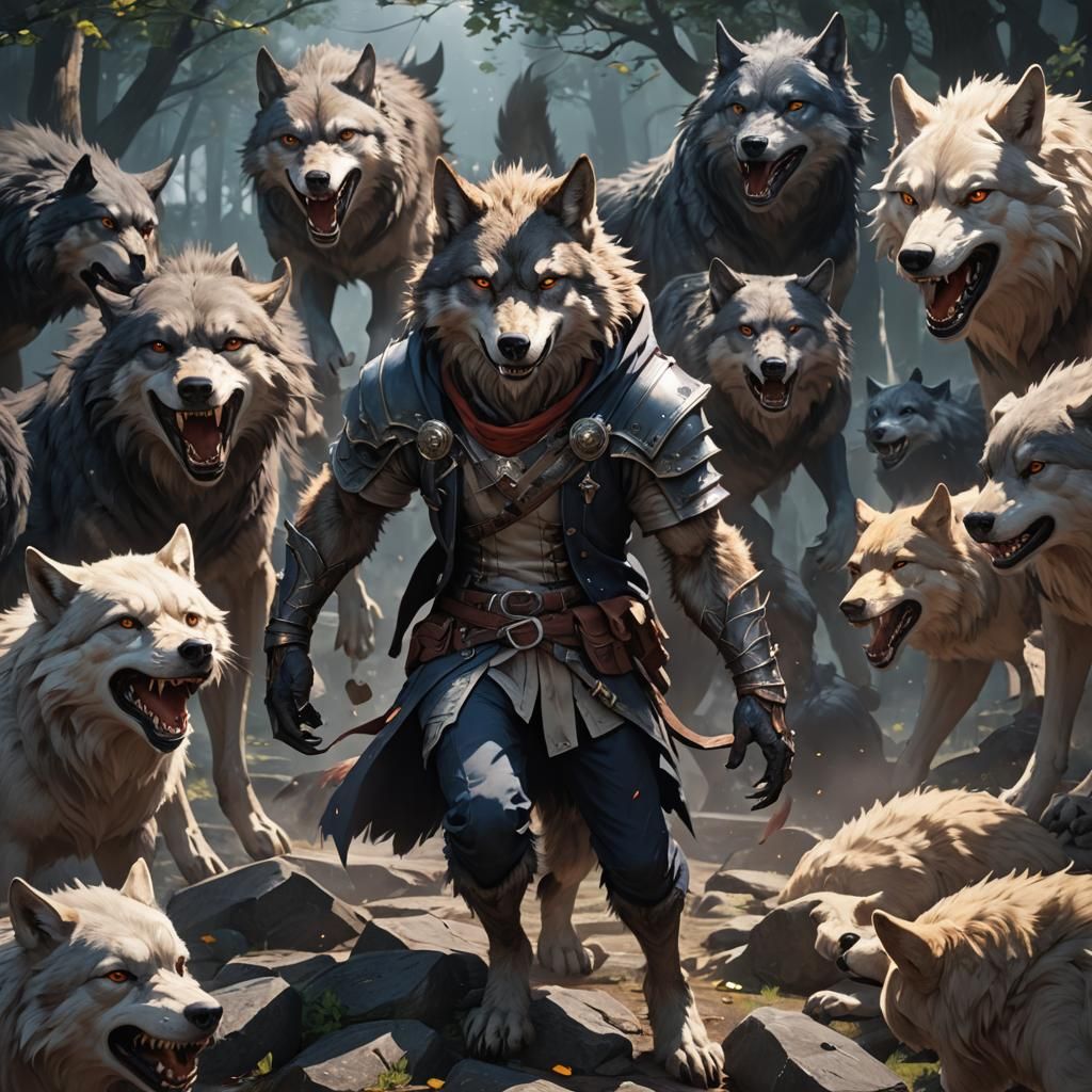Imagine a warewolf in human shap