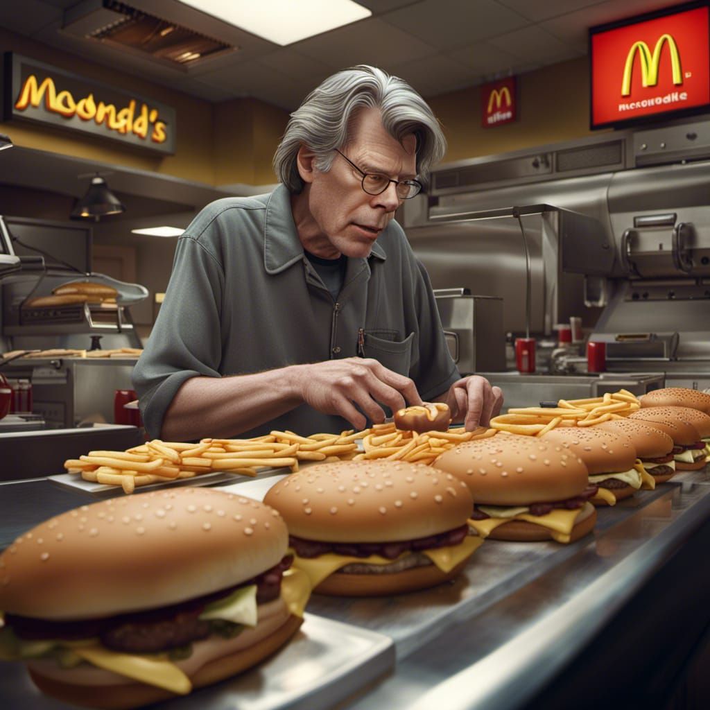 Stephen King working at mcdonalds  by @Corgifeet