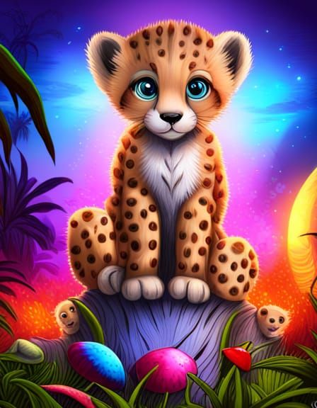 Cute Cheetah Cub in colorful Jungle. 2  by @DIGITaiLS66