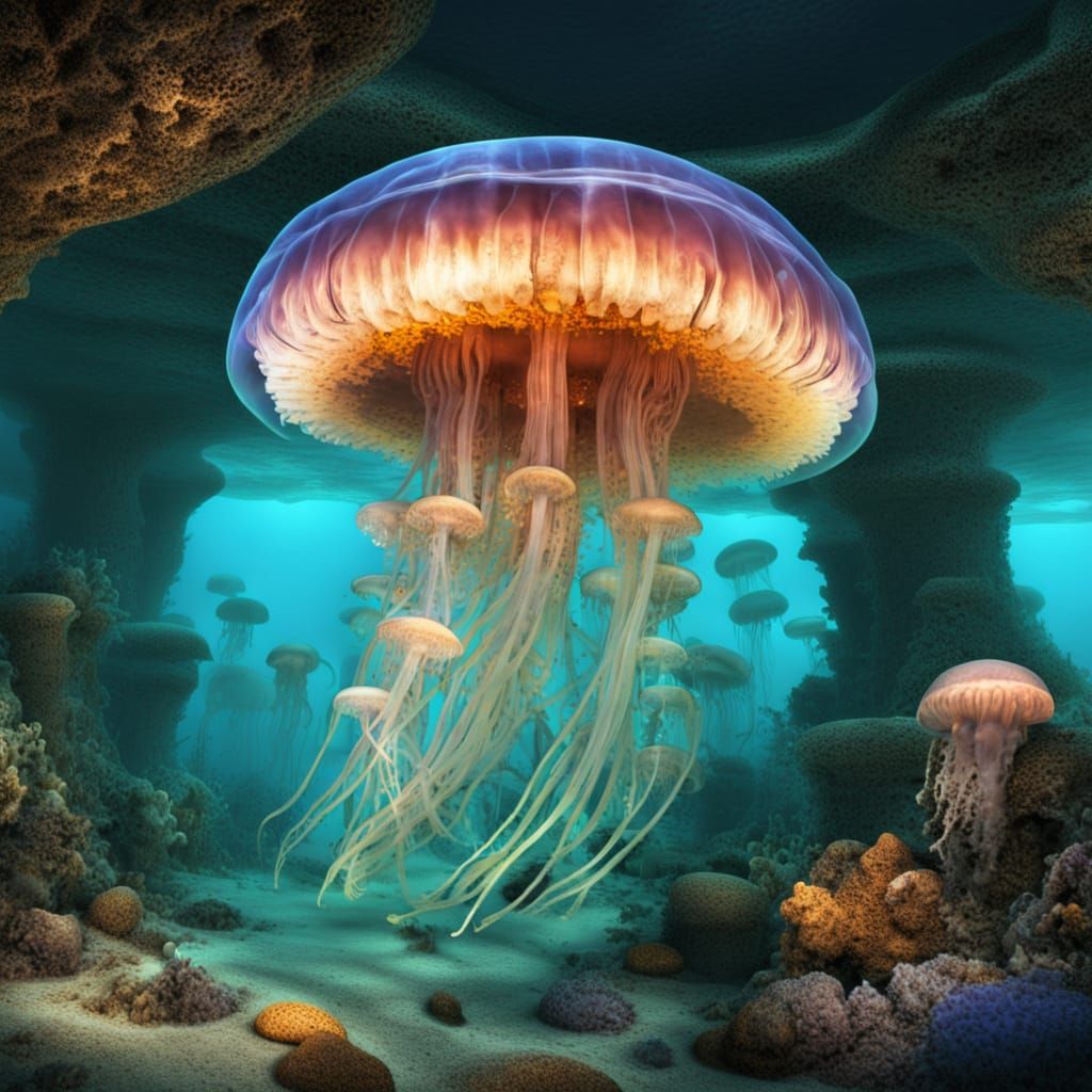 Illuminous jelly fish underwater  by @That Guys ZB