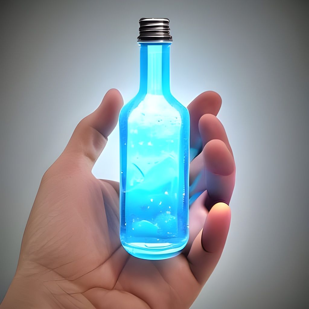 one glass bottle light blue background Epic cinematic brilli...