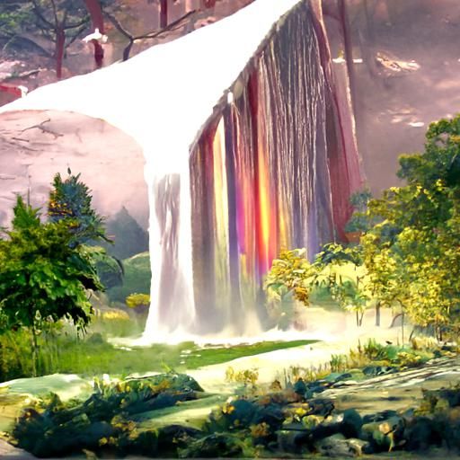 Rainbow ice waterfall in the wave