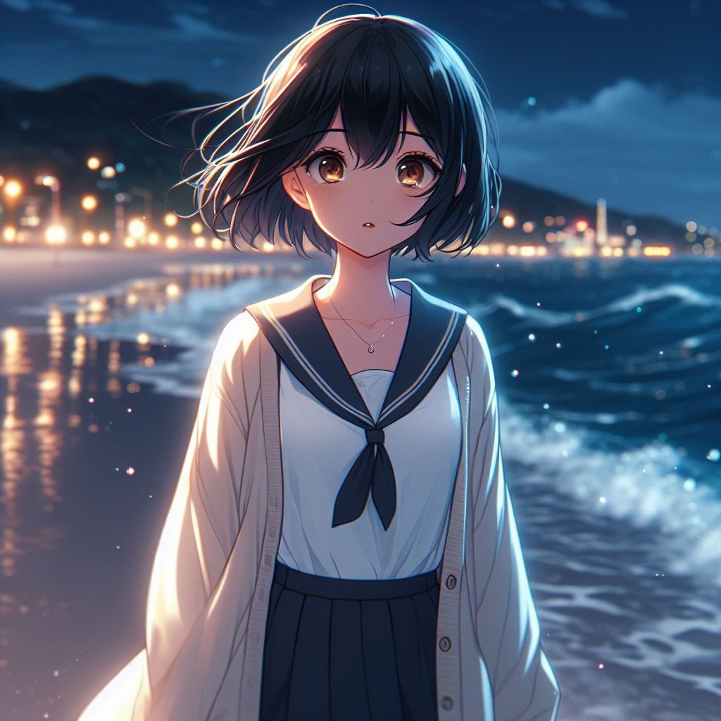 Walking on the beach at night