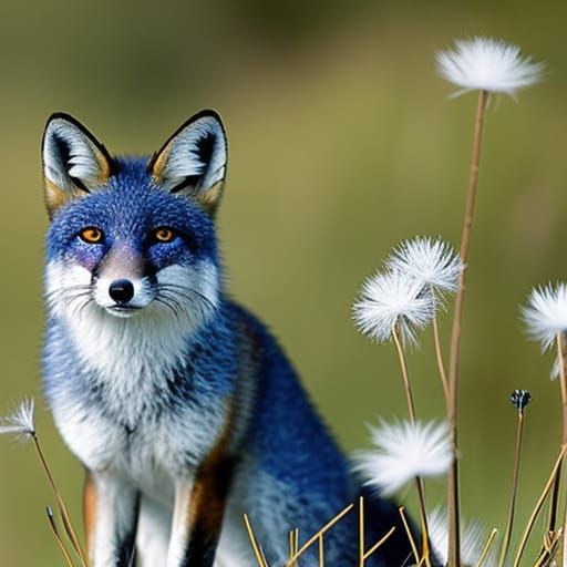 blue fox  in the sunlight