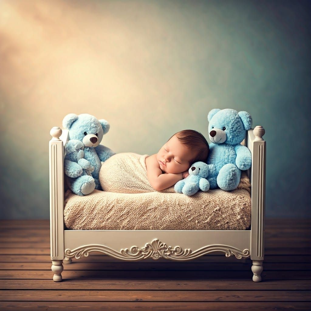 Serene Victorian Crib Scene in Soft Pastel Hues