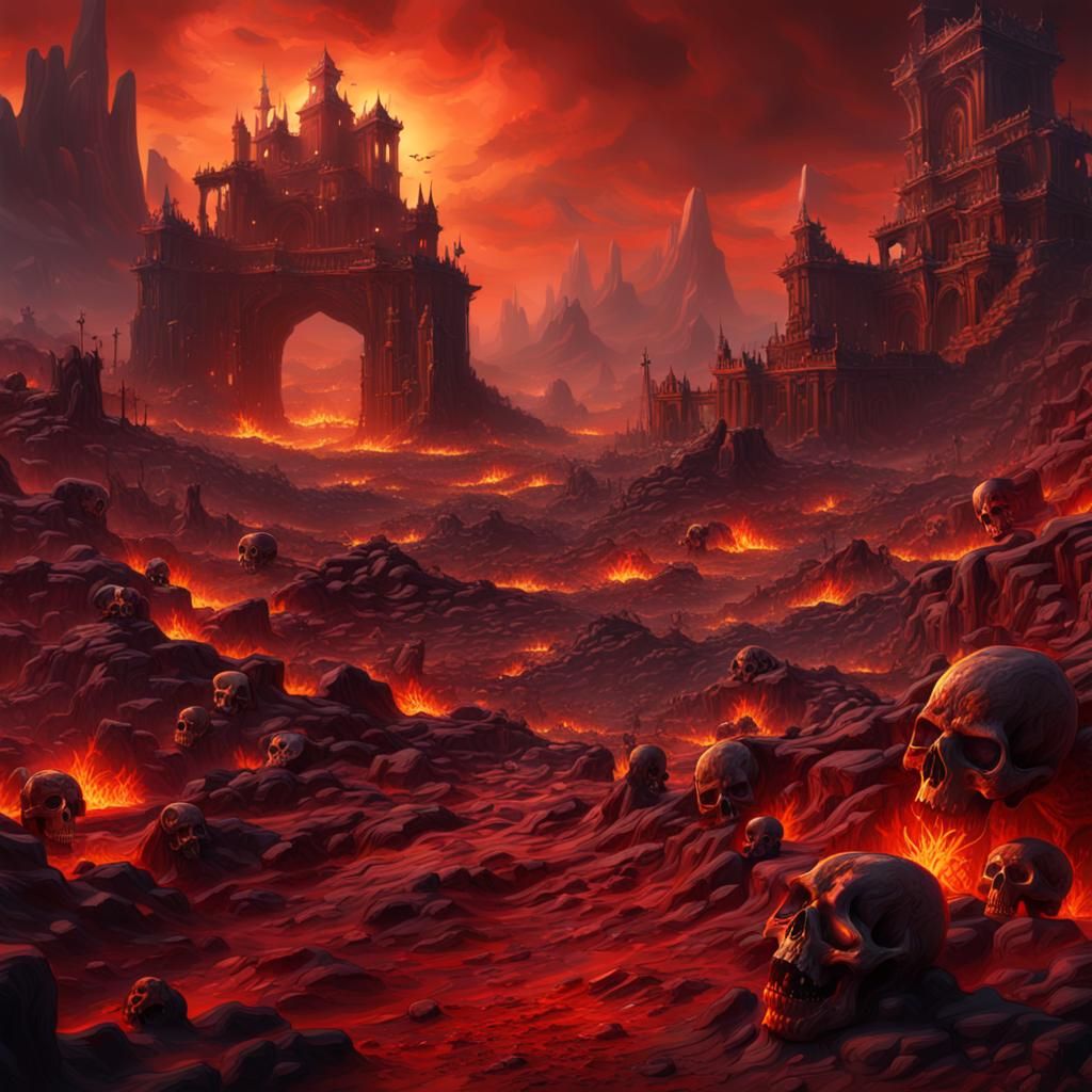 Infernal Skull Landscape in Detailed Matte Painting