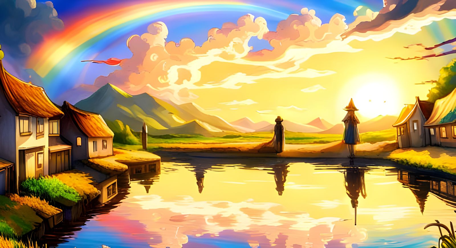 Rainbow Reflection Towards a Lake (SDXL)