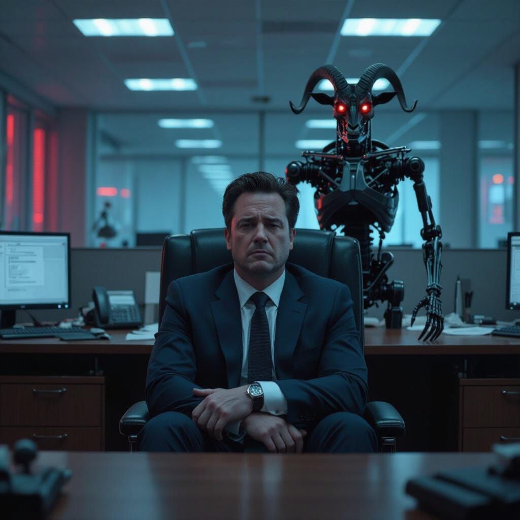 Pierre poilievre hiding, his body completely under the office desk in an office. He is crying, tears rolling down his cheeks, scared and hug...