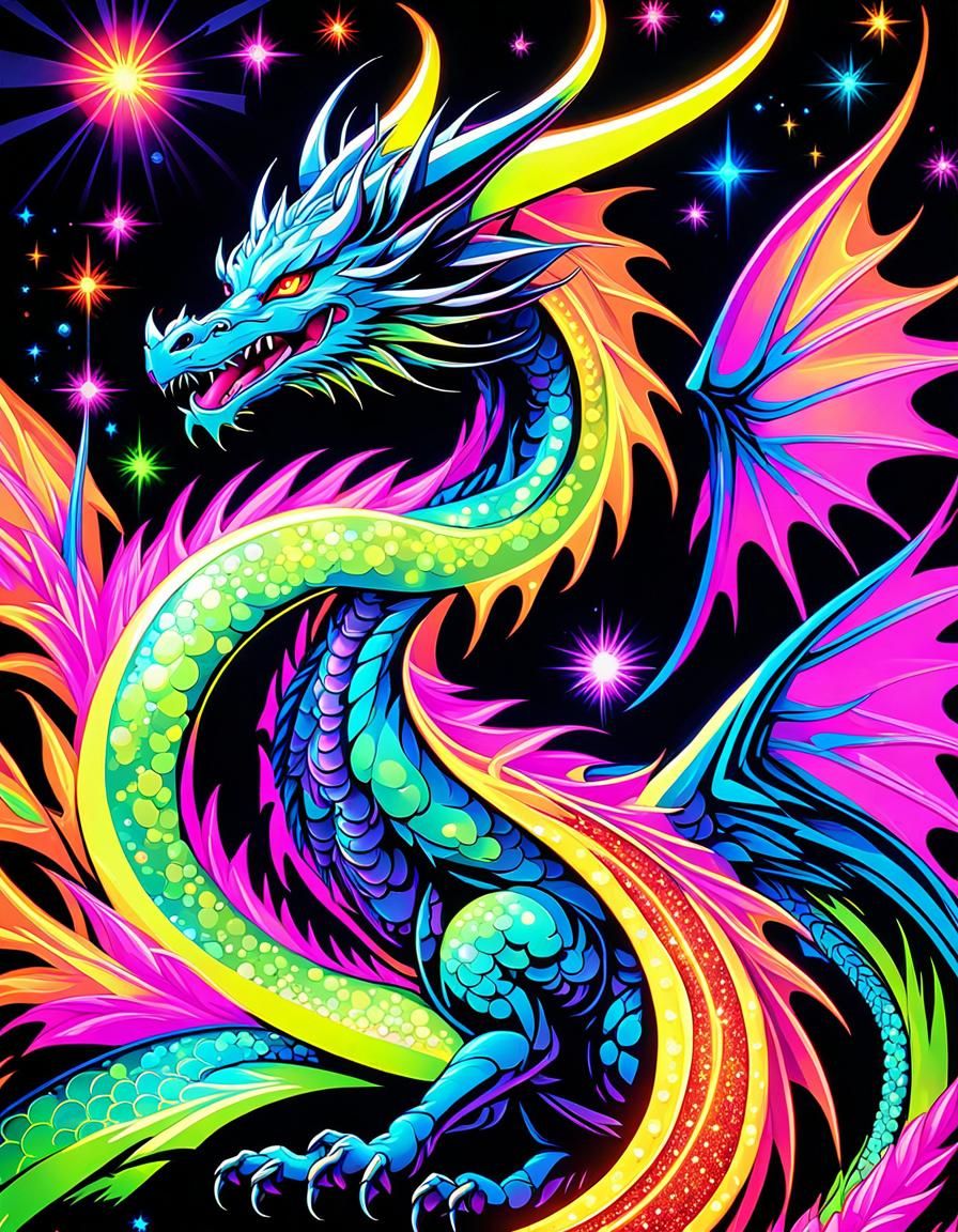 Neon Anime Dragon - AI Generated Artwork - NightCafe Creator