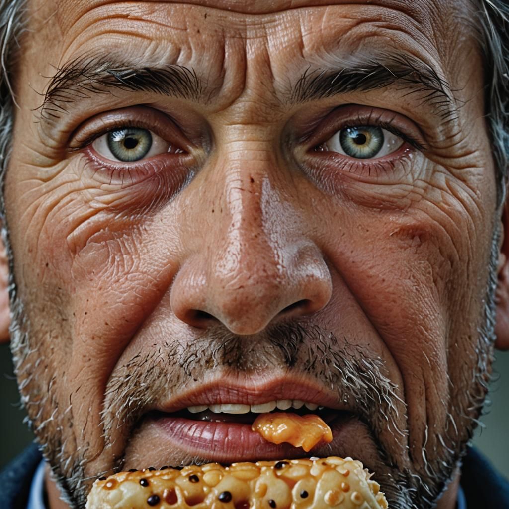 A man eat a delicious piece of toasy