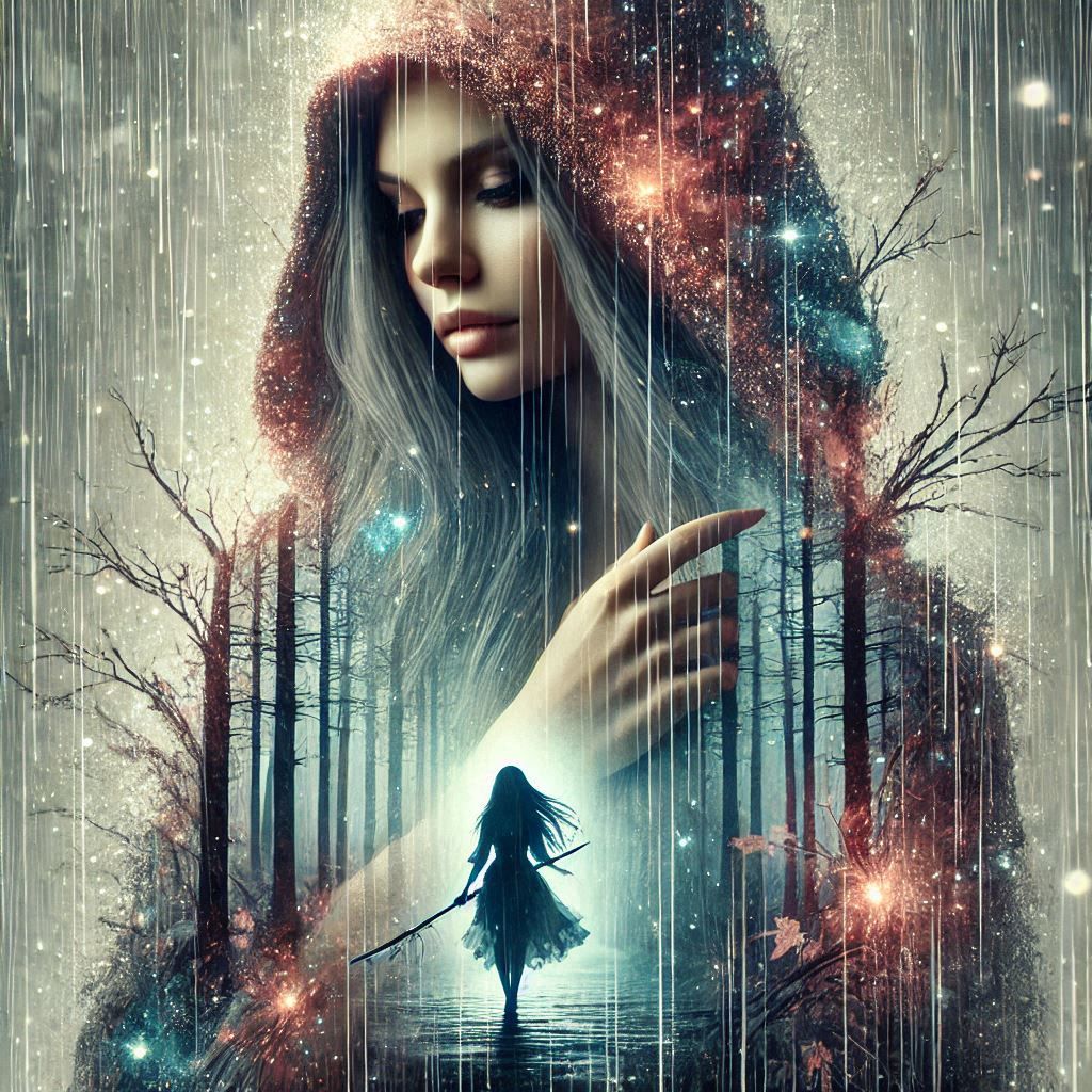 double exposure beautiful fantasy DALL-E 3 portrait landscape..