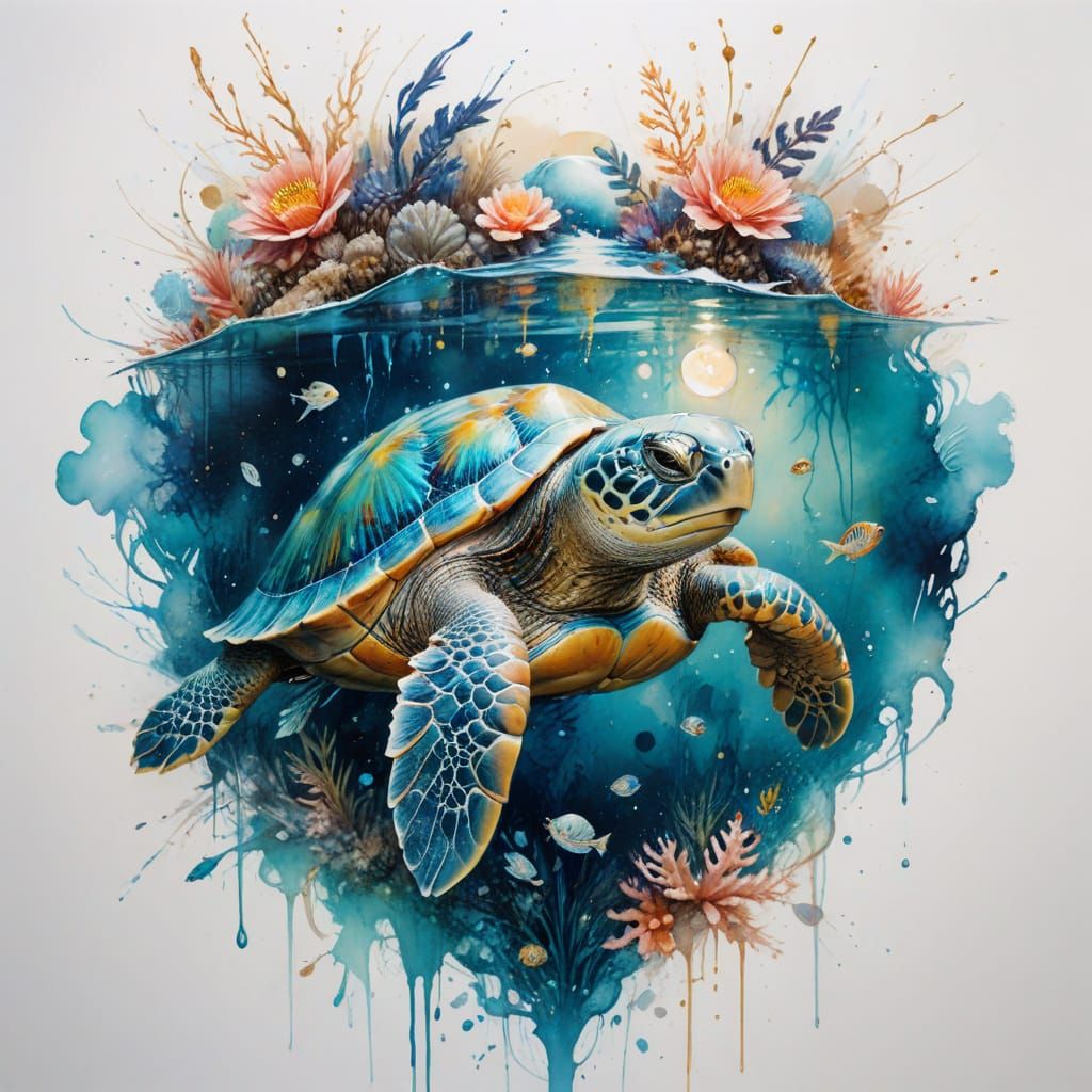 turtle watercolor  by @Victoria G