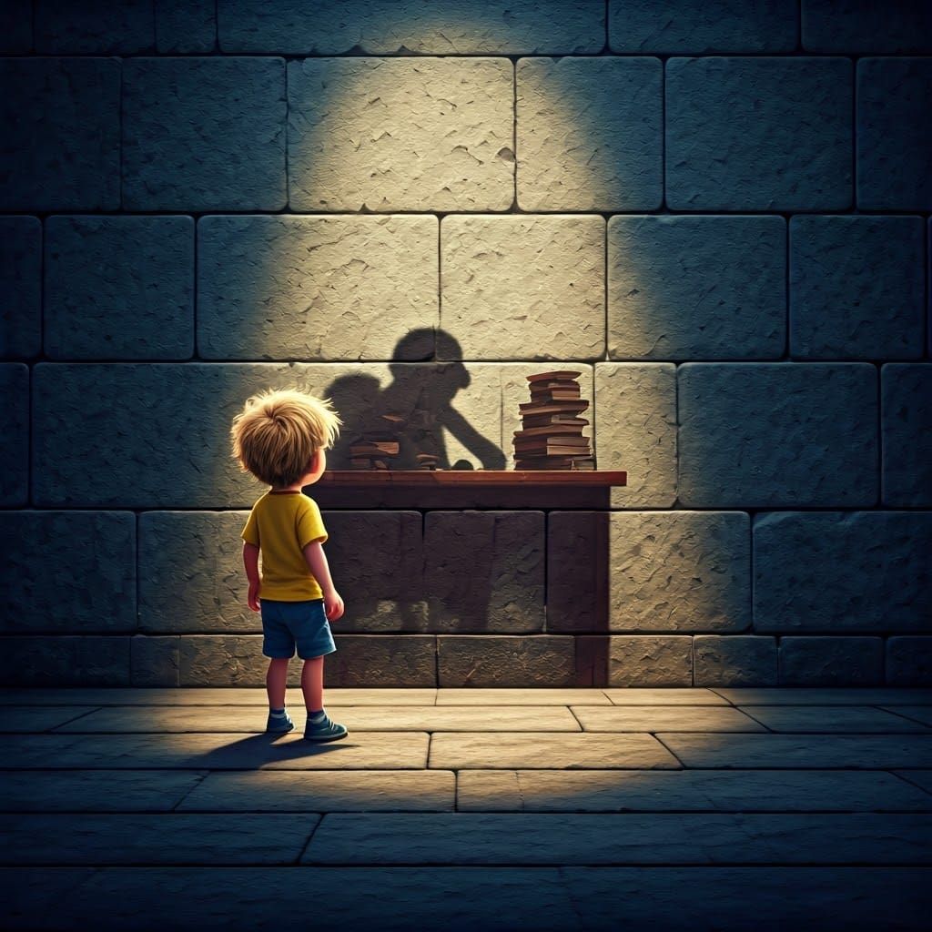 Boy's Shadow Becomes Future Self in Pixar Style