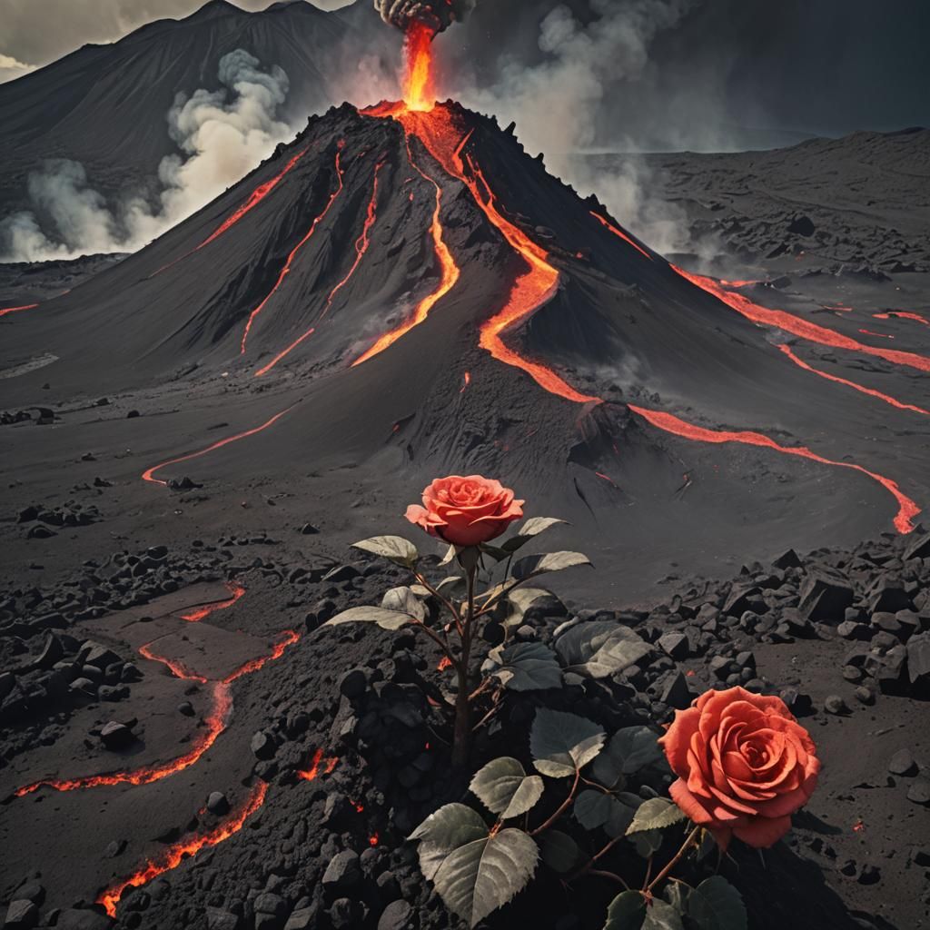 Volcanic Rose Eruption: Cinematic Film Still