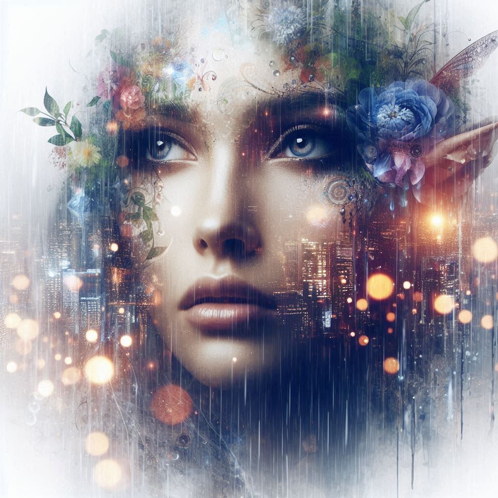 double exposure beautiful fantasy portrait landscape..